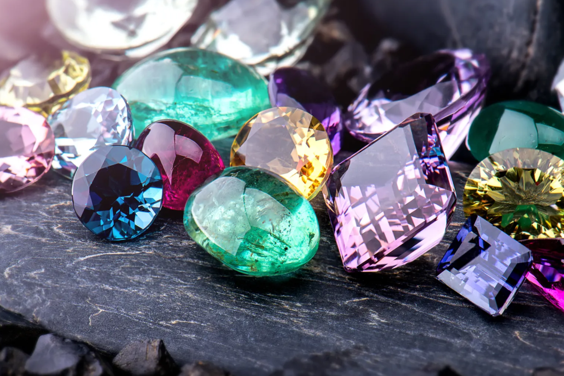 A collection of colored gemstones