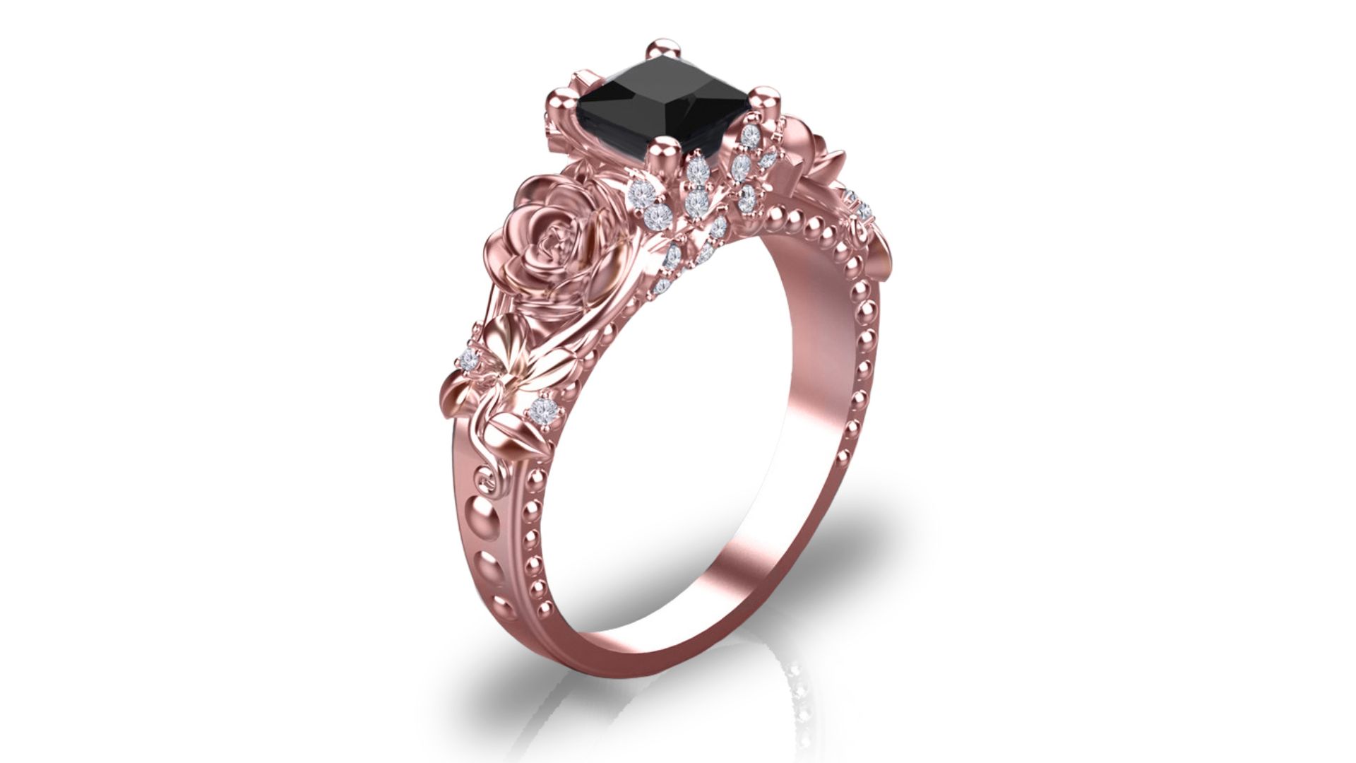 Black & White Diamond Rose Gold Engagement Ring