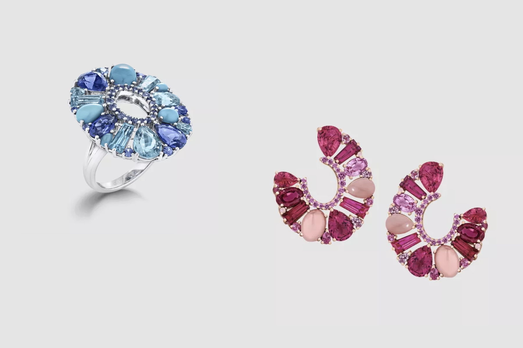 Two inspired jewelry from Garrard, a ring and earrings