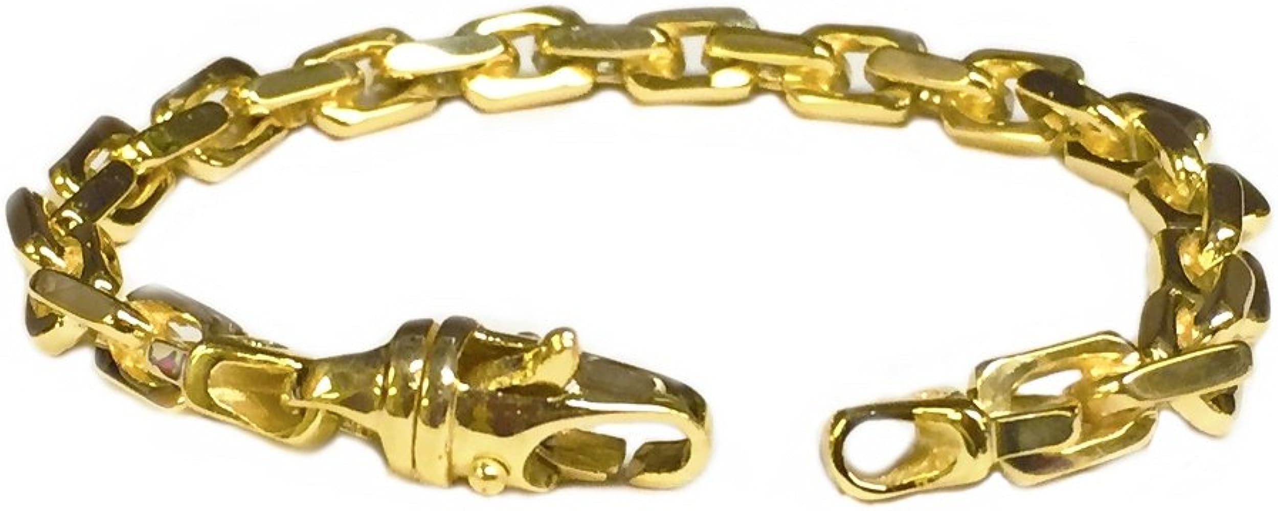 TEX 14K Solid Yellow Gold Heavy Handmade Link Men Chain Bracelet