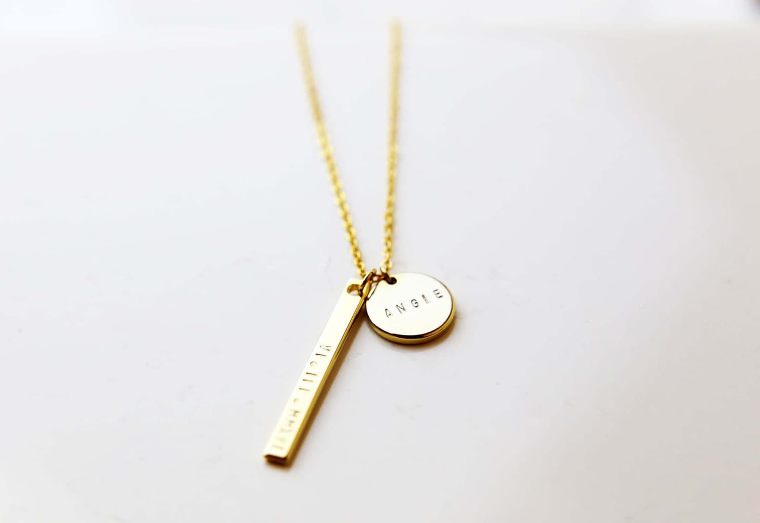 Buy Personalized Coordinate Bar Necklace With Name Disc