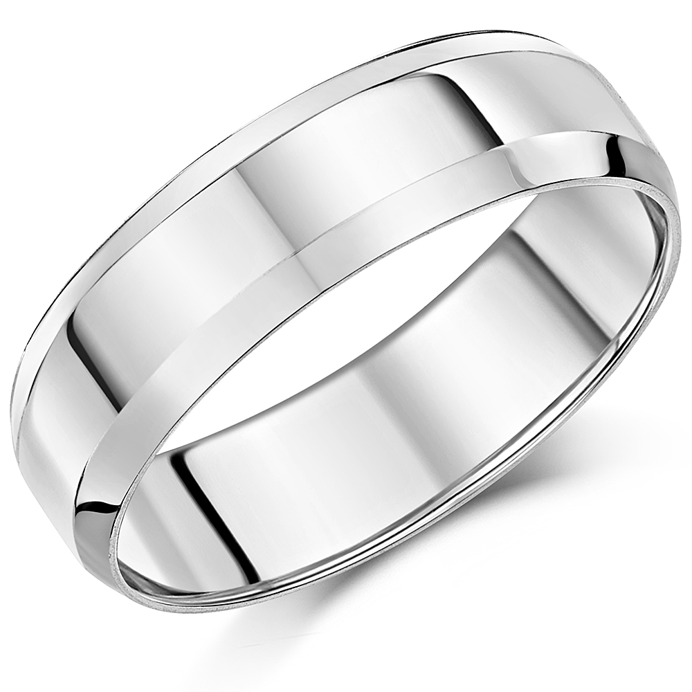 6mm Palladium Bevelled Edge Wedding Ring