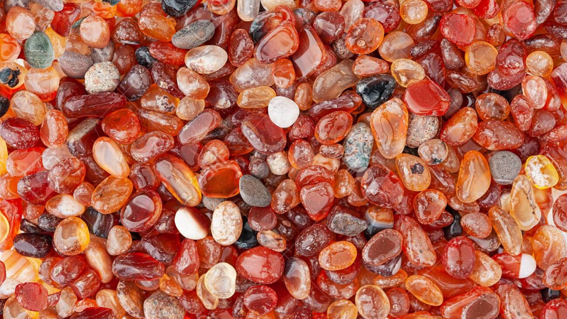 Closeup Of A Lot Of Red agate Stone