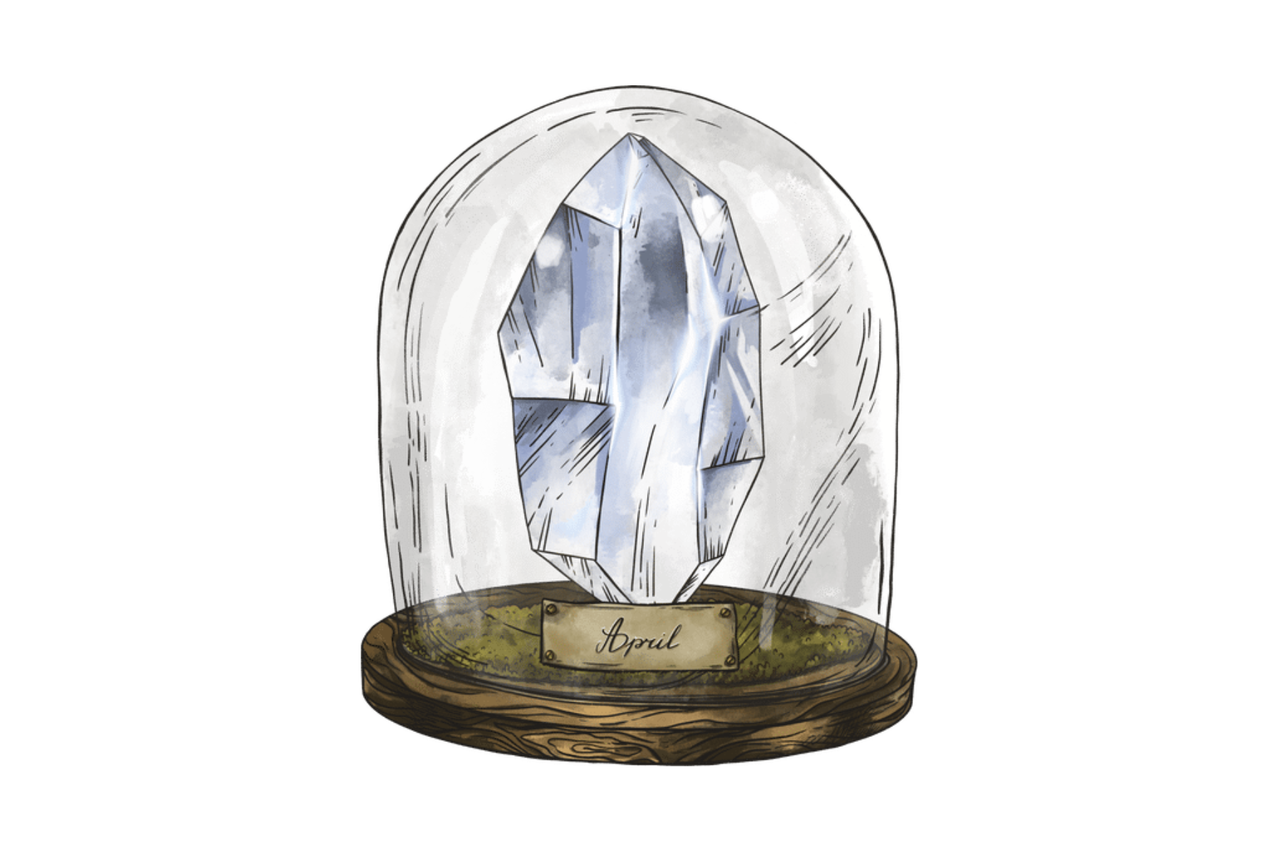 A glass jar with a diamond birthstone