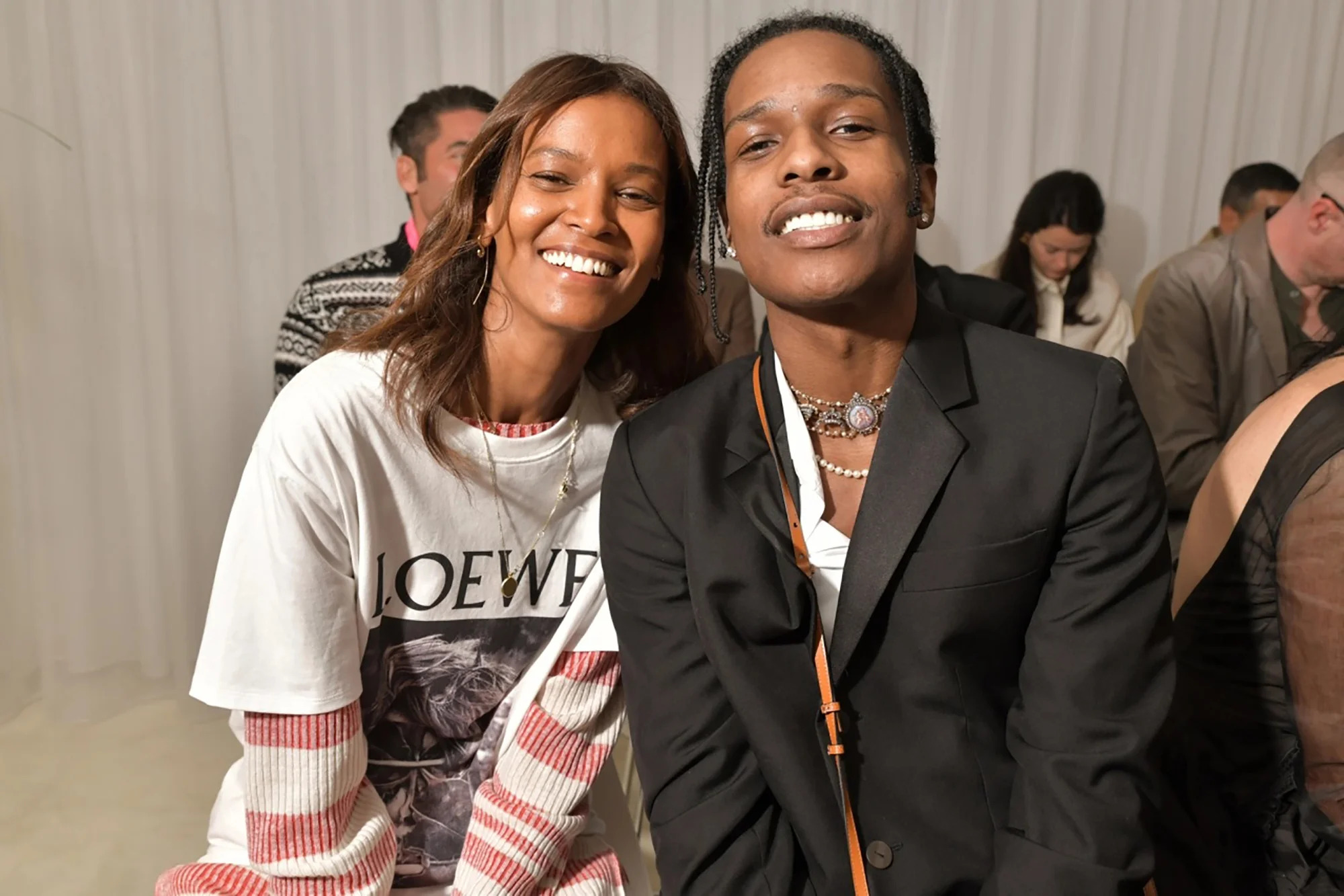 Liya Kebede and A$AP Rocky at the Loewe Fashion Show in Paris.