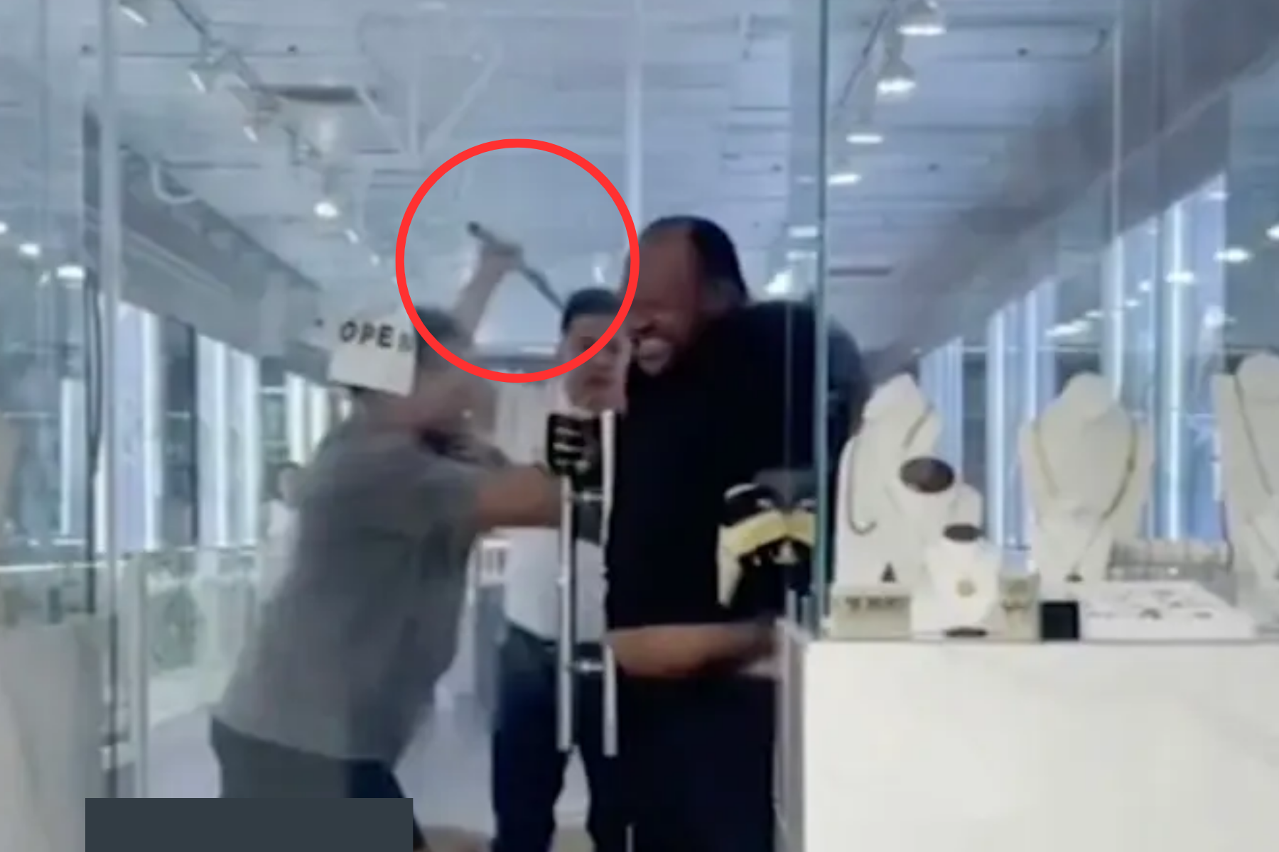 The employees even used a stick to beat the thief