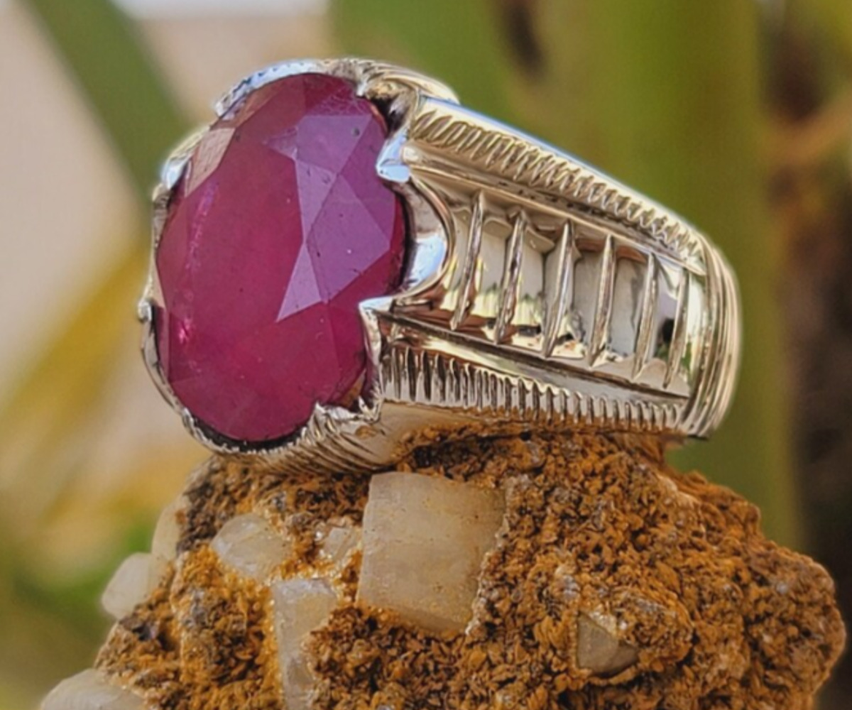 Rare red Ruby Stone Handmade Sterling Silver Ring