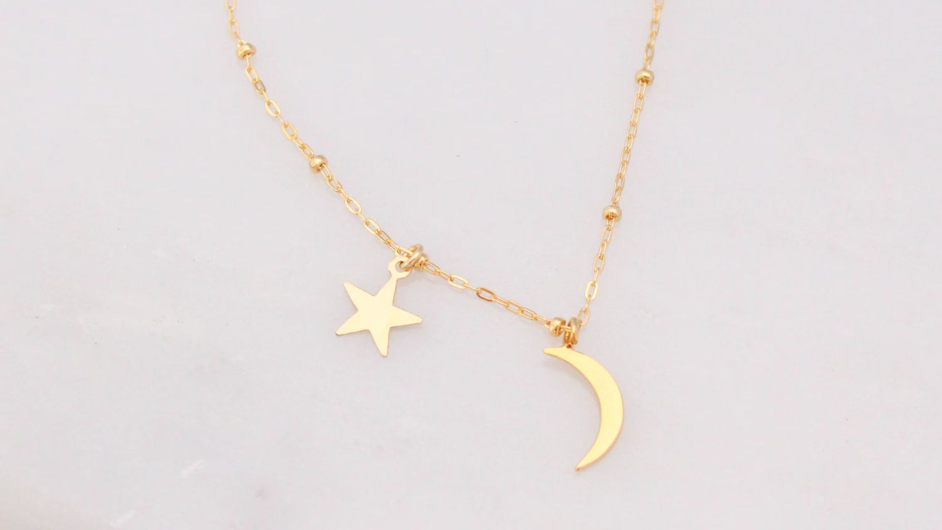 Dainty Moon and Star Necklace Crescent Half Moon Necklace