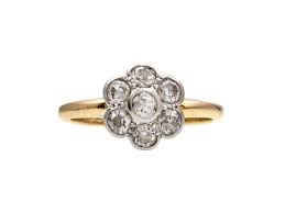 Antique Diamond Floral Cluster Ring