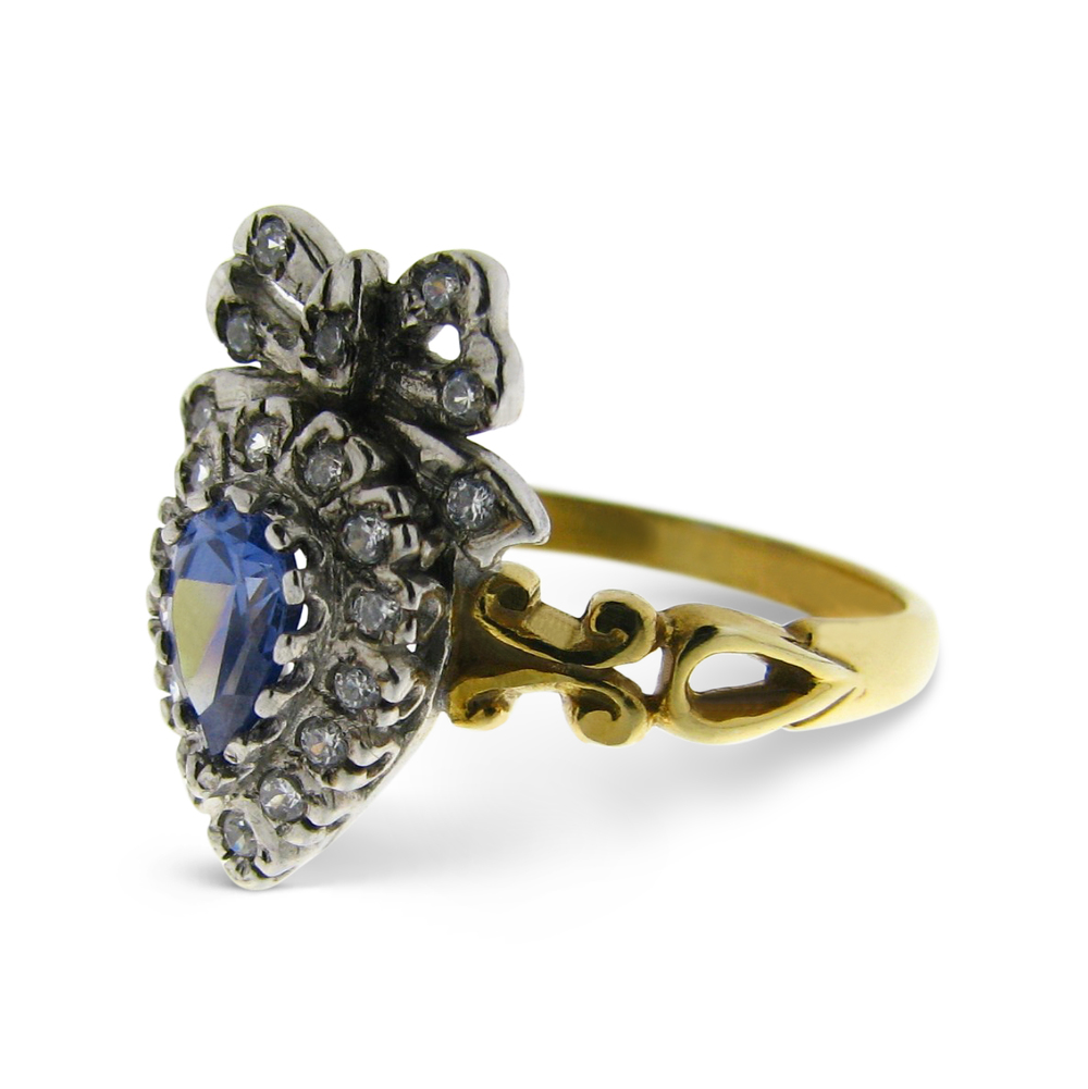 Tanzanite & Diamond Edwardian Inspired Heart Ring