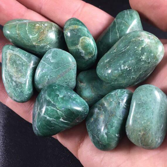 Green Jade stones on hand