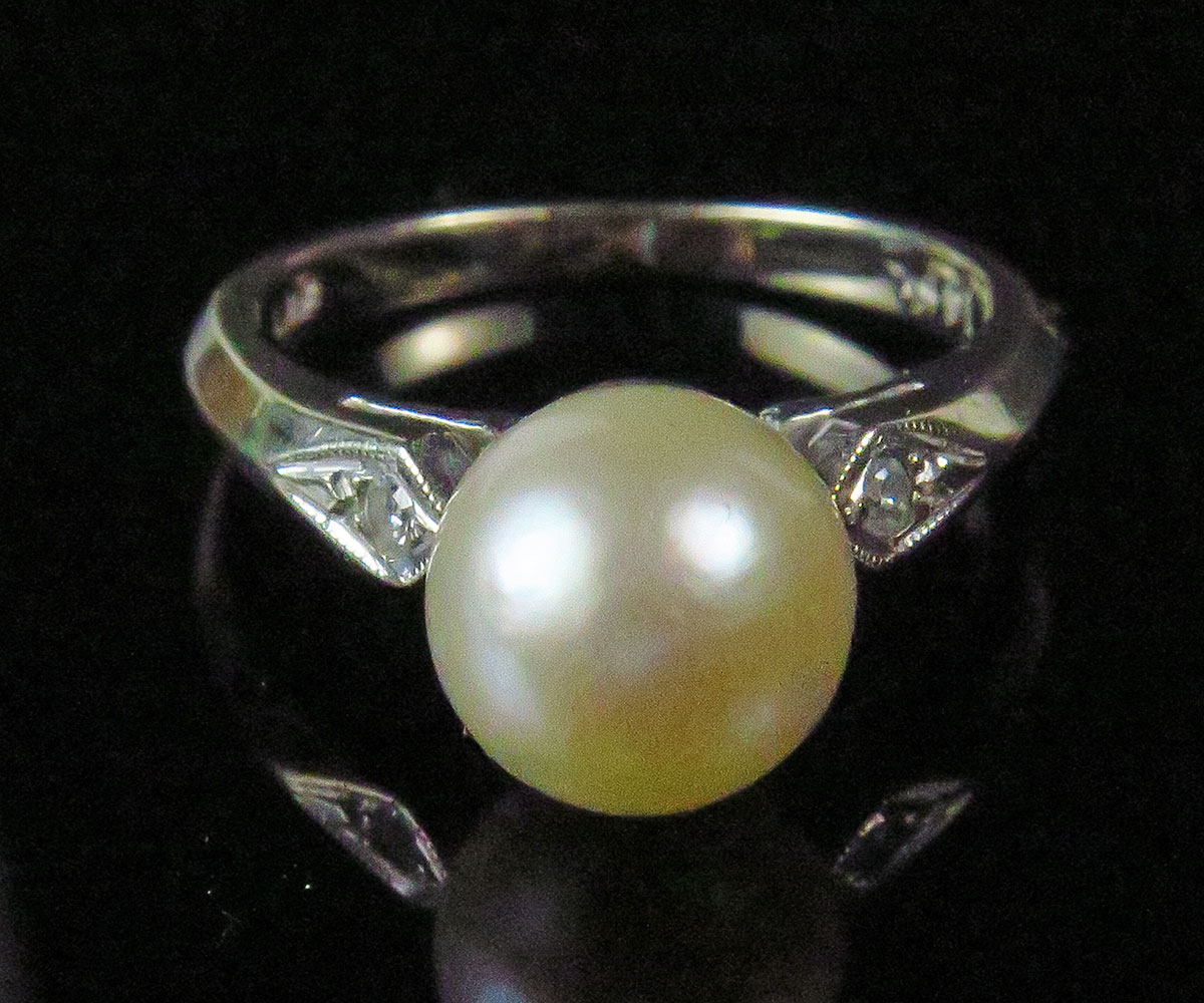 Gold Pearl And Diamond Sterling Silver Ring