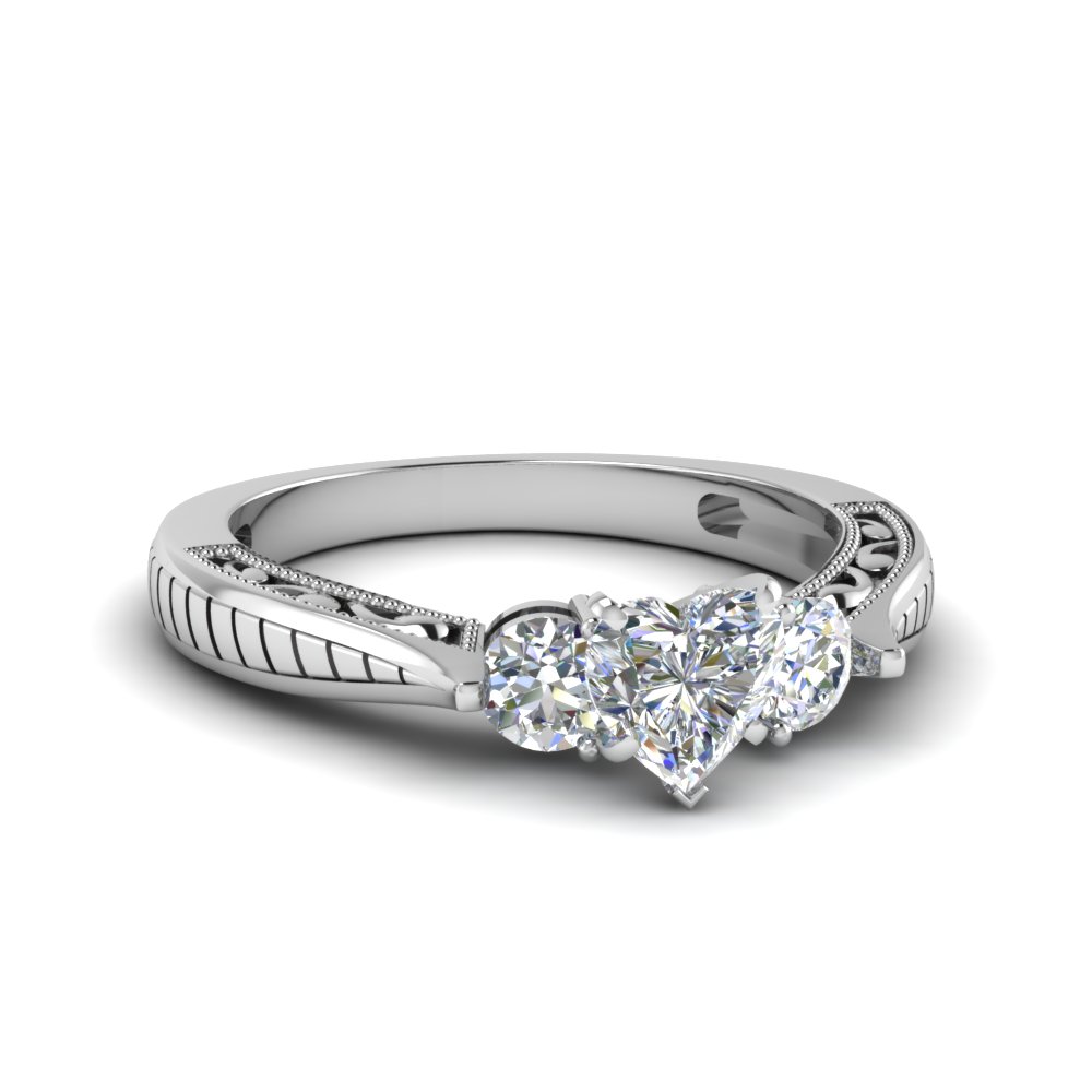 Vintage-inspired Engagement Ring In 18K White Gold