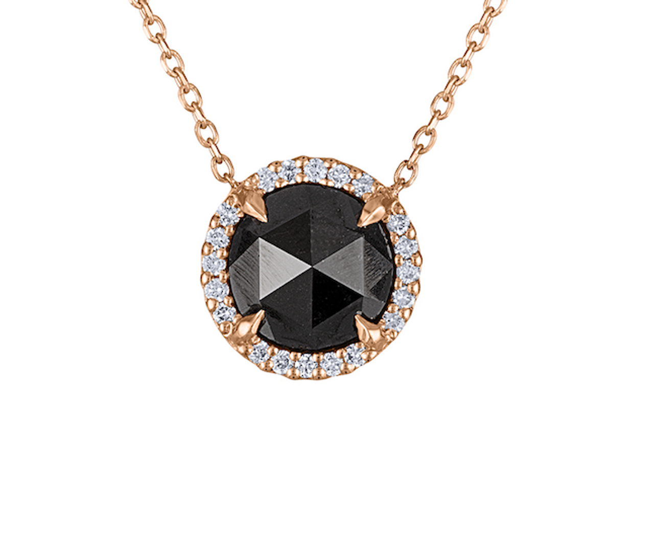 Hand Crafted Rose Cut Black Diamond Necklace
