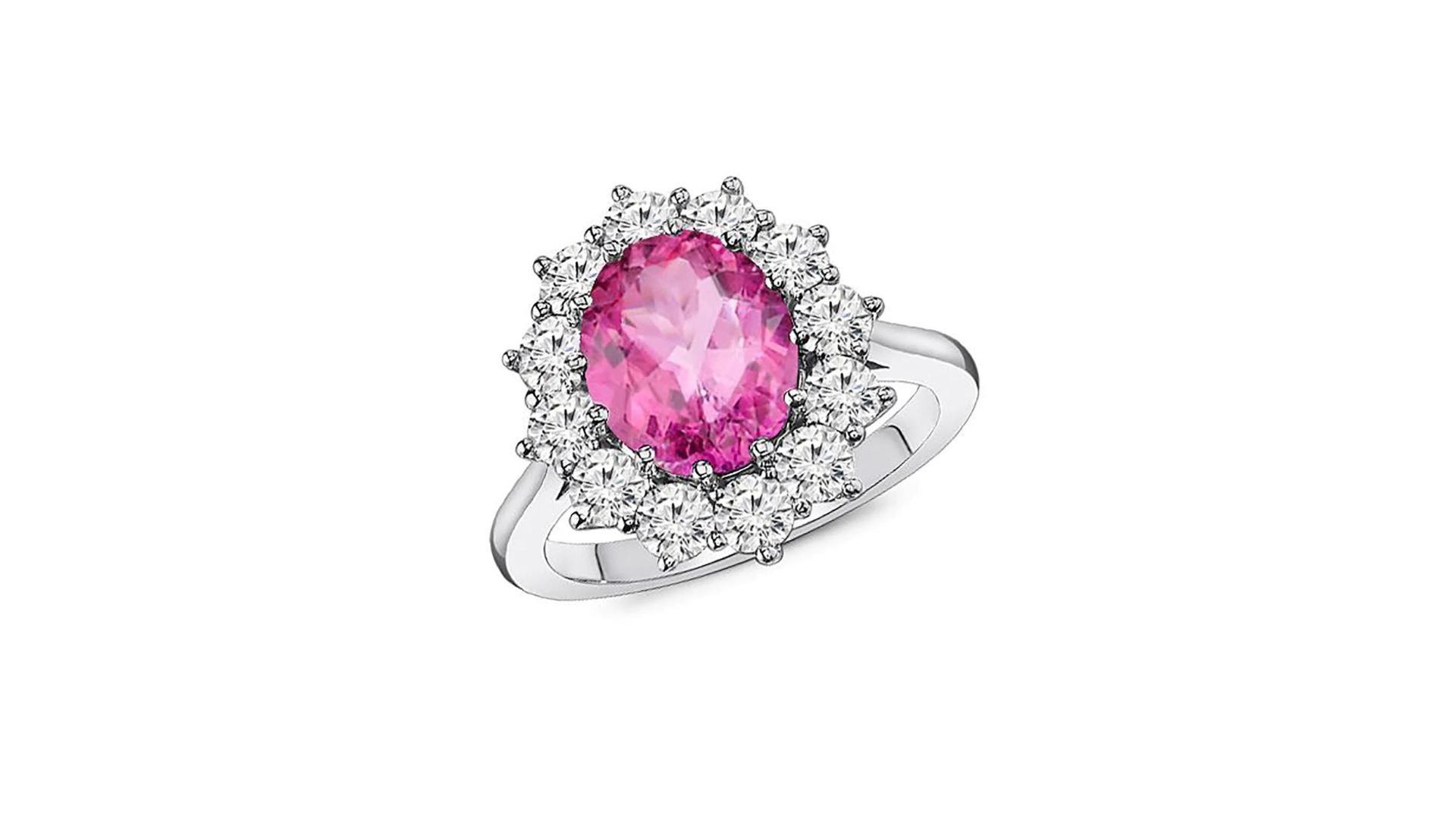 Natural Pink Topaz with 1.20 Carat Diamond Ring