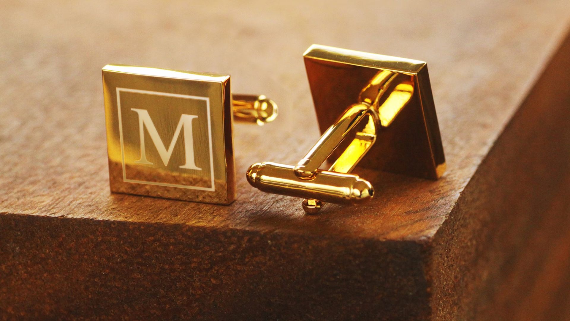 Engraved Gold Cufflinks Personalized Groomsmen Cufflinks
