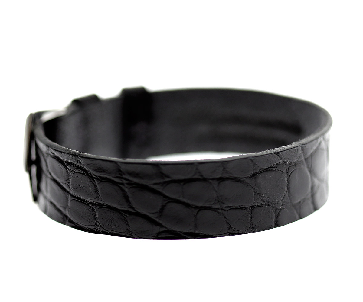 Wrist bracelet in Black Alligator Leather
