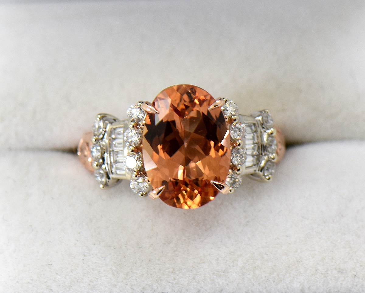 Orange Imperial Topaz And Diamond Ring In Rose Gold
