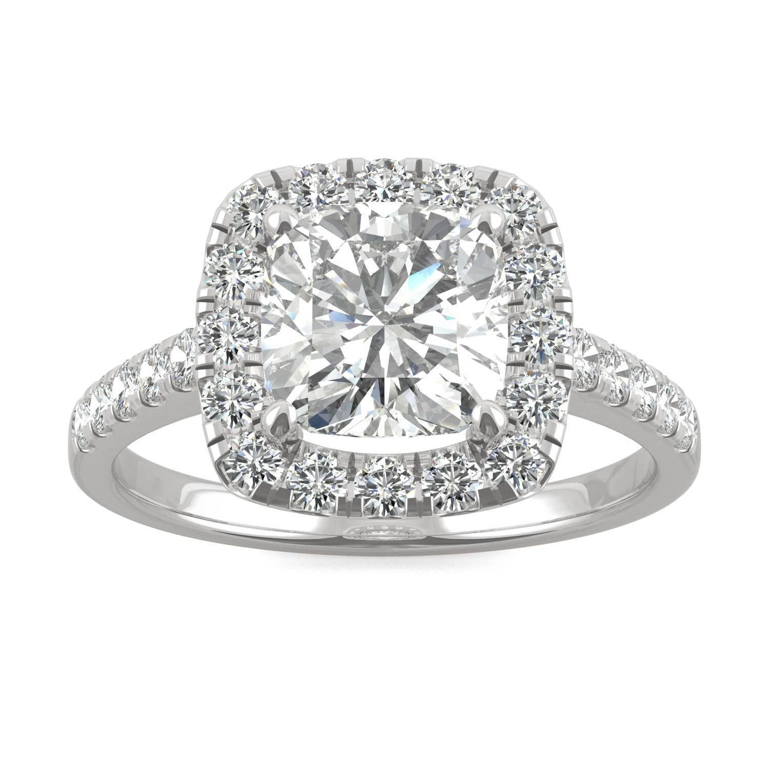 2.60ct Cushion Forever One Moissanite Halo Engagement Ring
