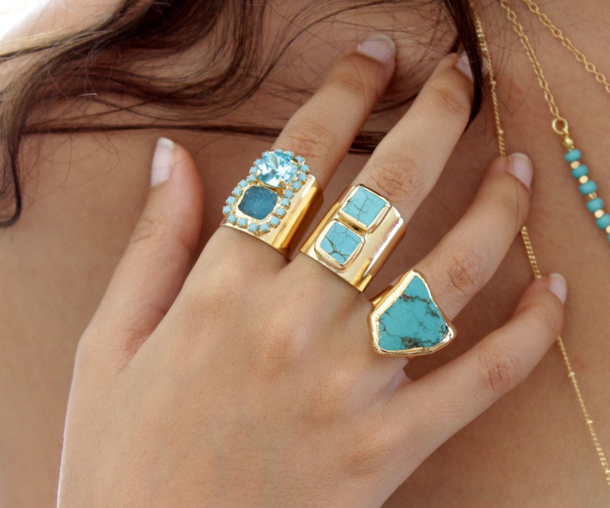 Raw Turquoise Gold Ring