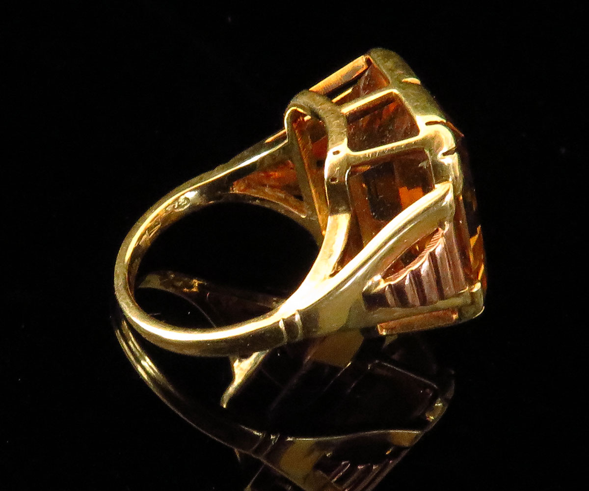 Deco Austrian Two Tone Gold Citrine Ring