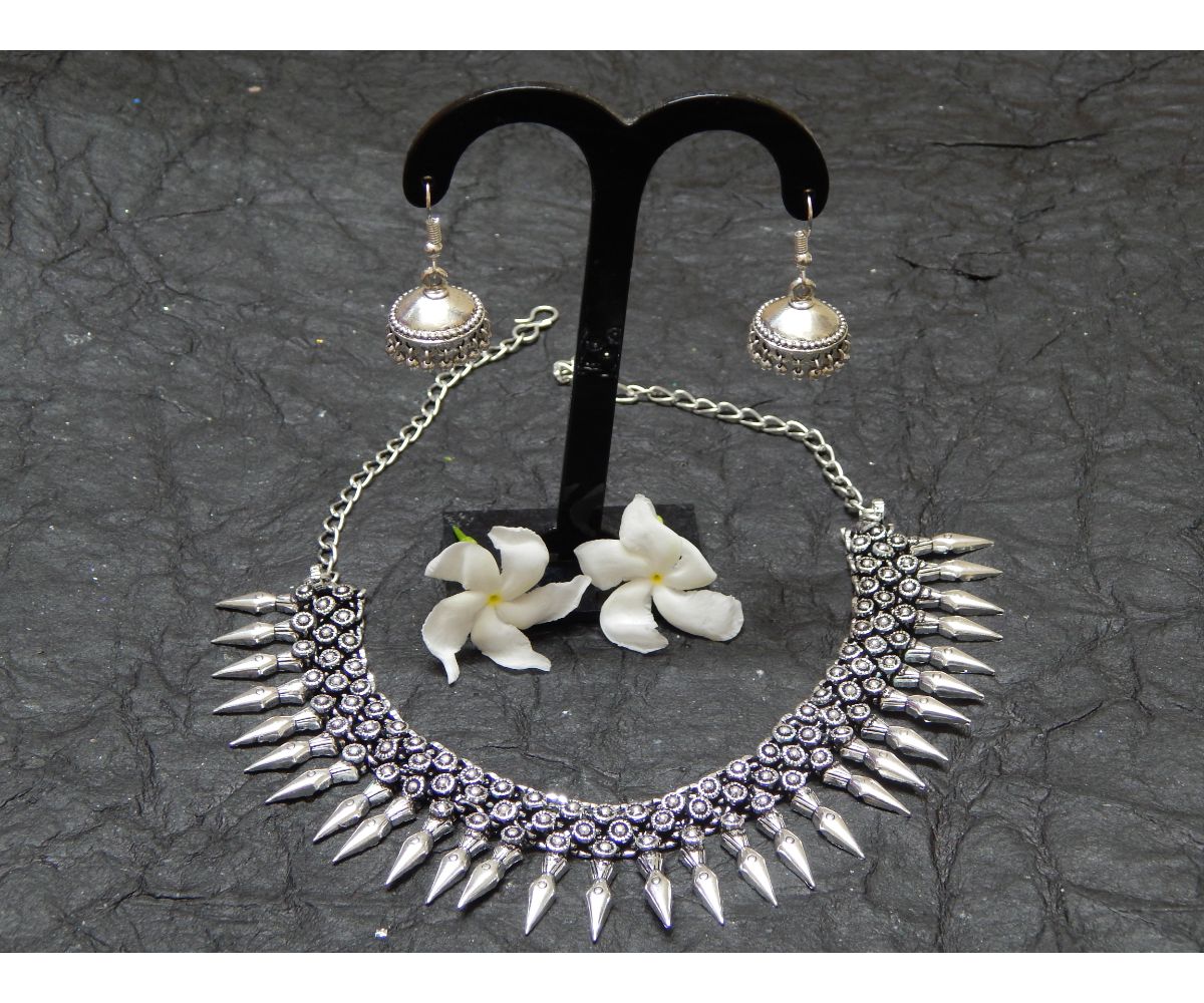 Silver Necklace And Earrings