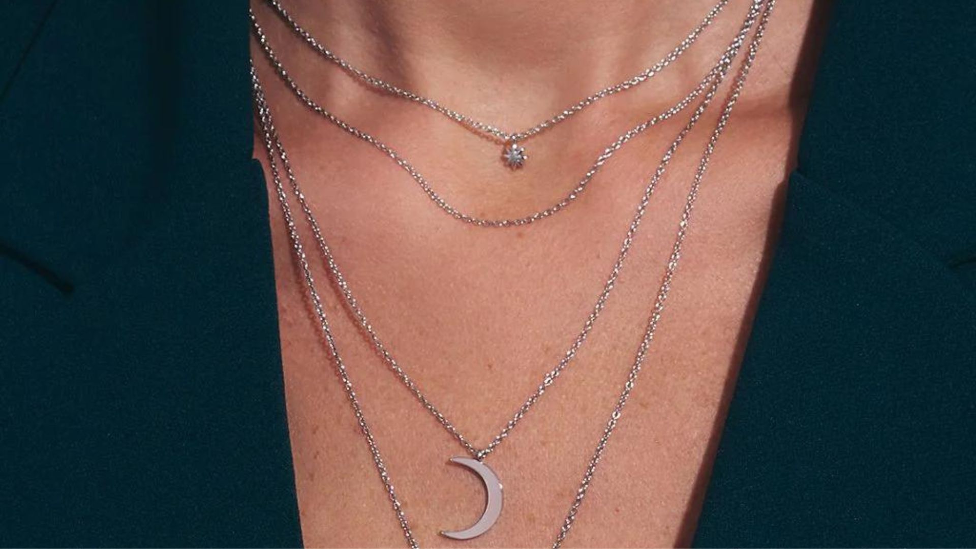 Crescent And Bar Multi Layer Necklace