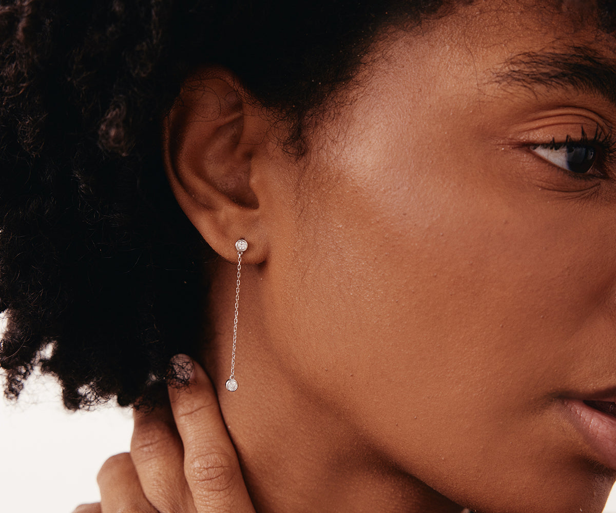 Diamond Initial Earrings for Women