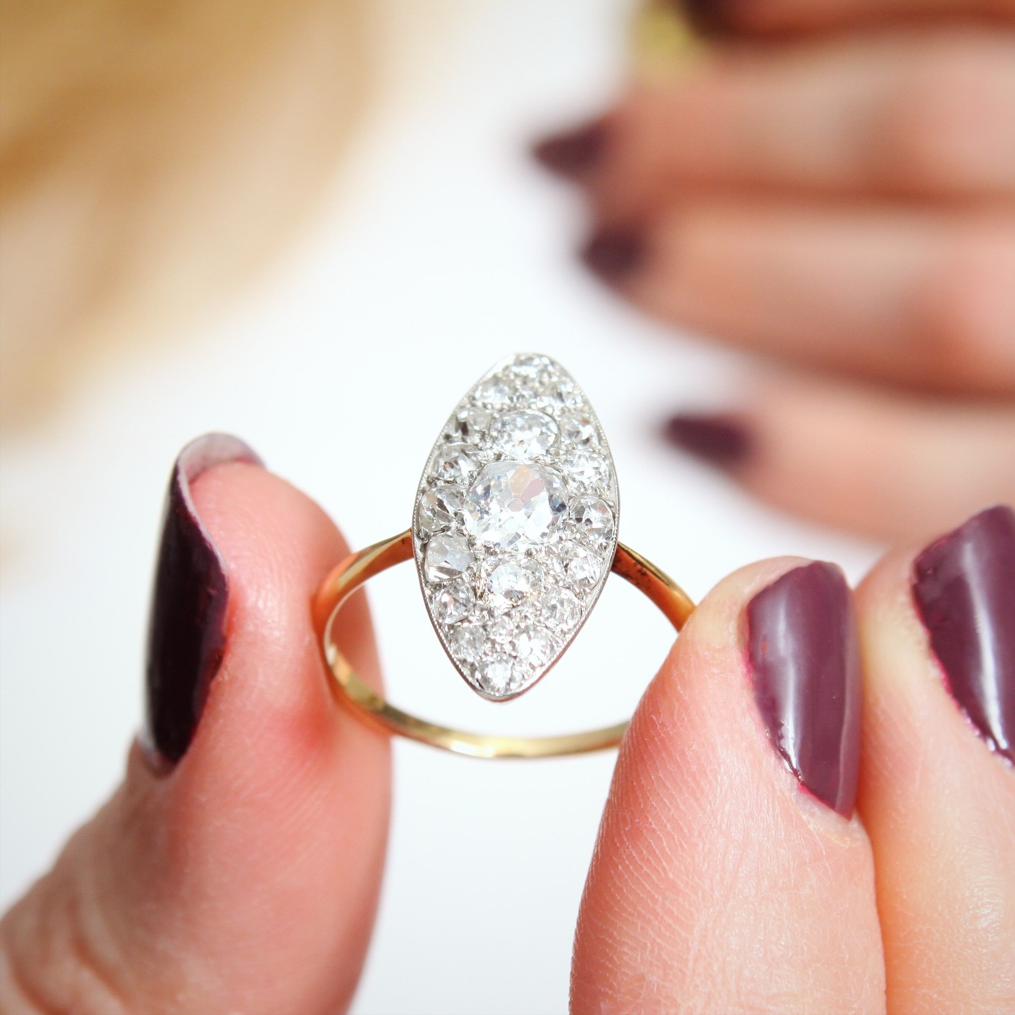 Edwardian Marquise Diamond Cluster Ring