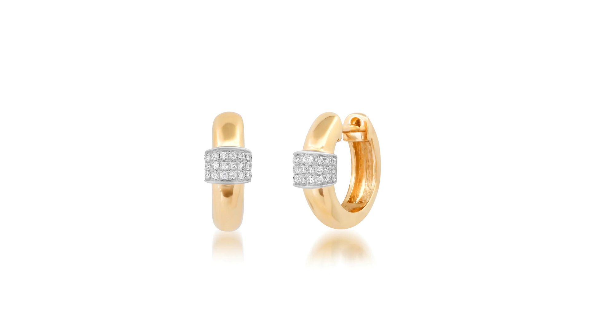 Diamond Adorned Gold Huggie Earrings