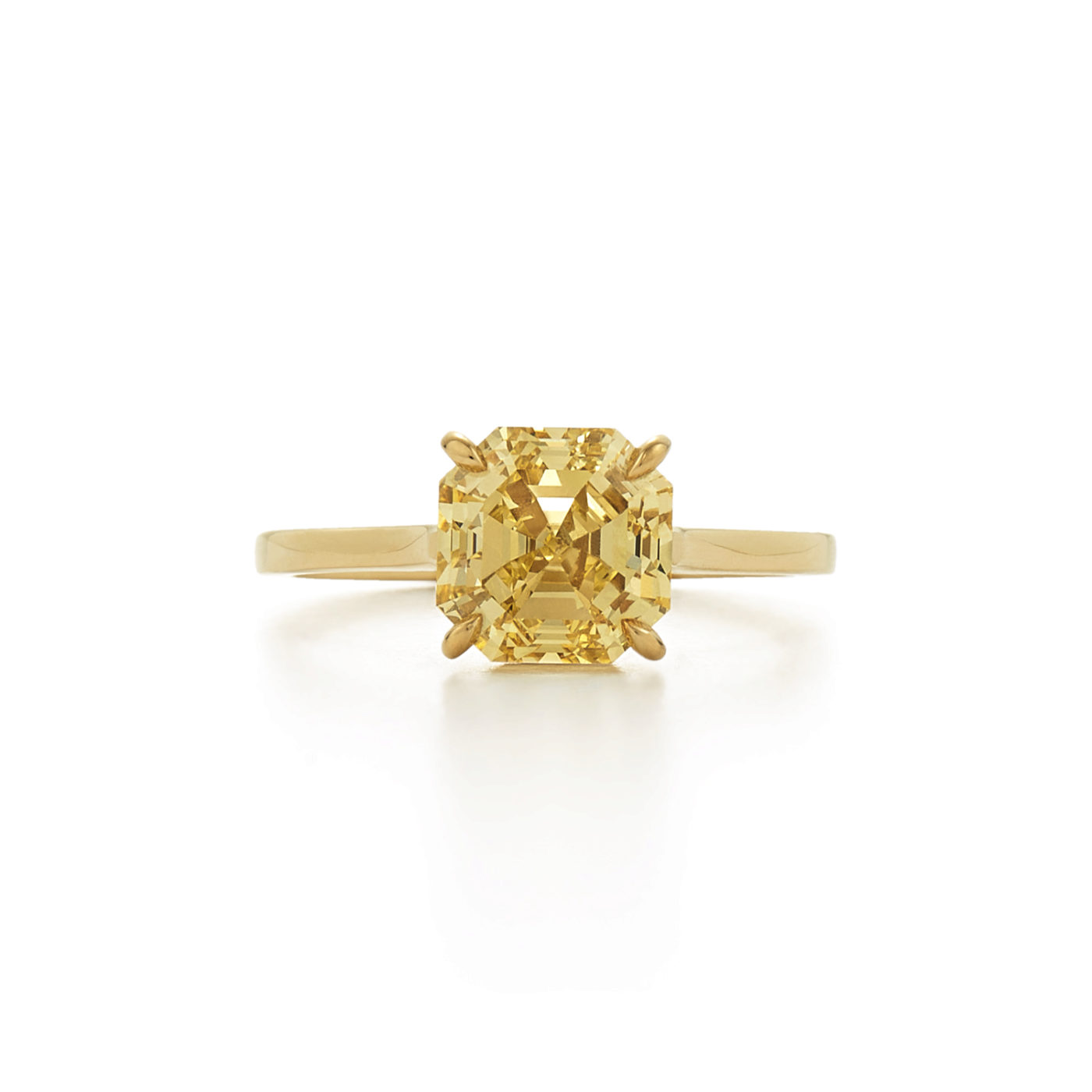 Asscher Cut Yellow Diamond in 18K Yellow Gold