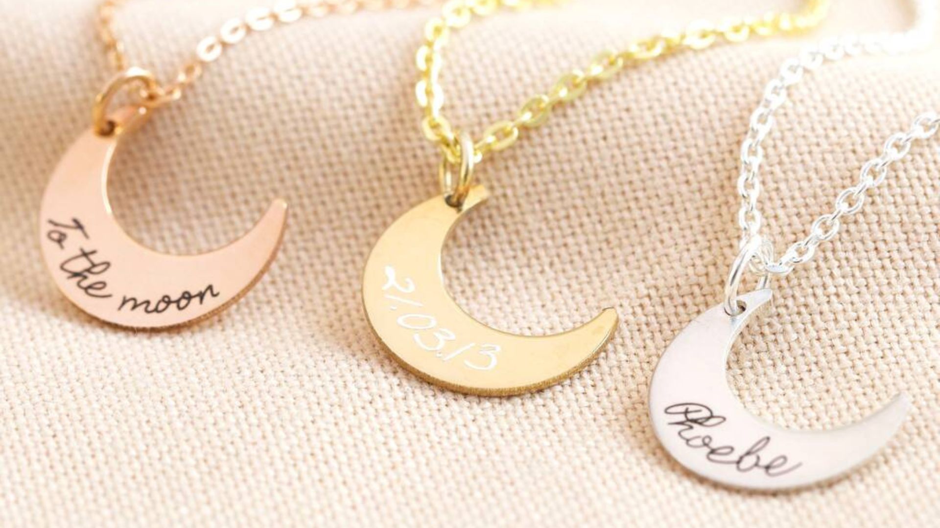 Personalised Sterling Silver Crescent Moon Necklace