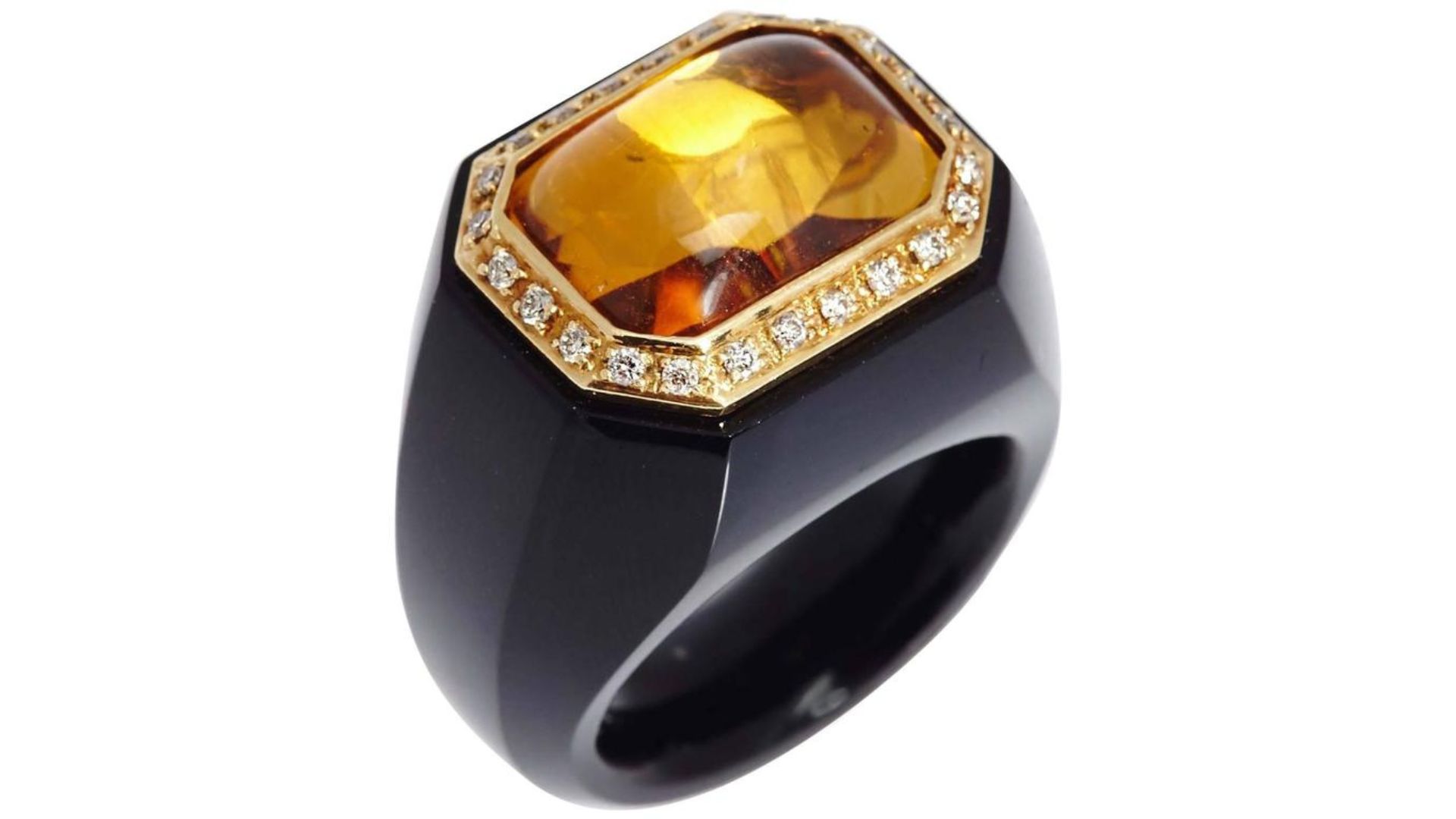 Onyx And Citrine Gold Cocktail Ring