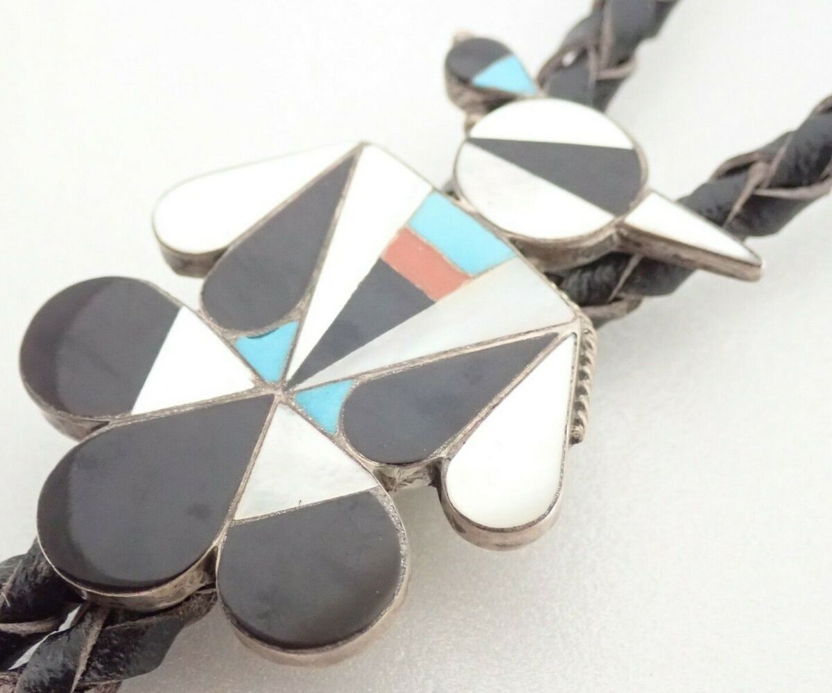 Inlay Sterling Silver Bolo Tie Necklace