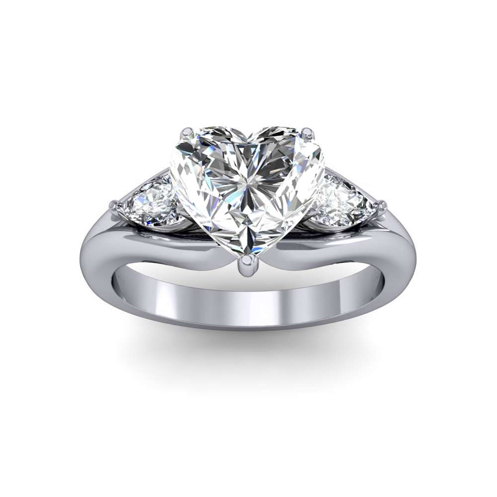 3 Stone Heart Shape Natural Diamond Ring