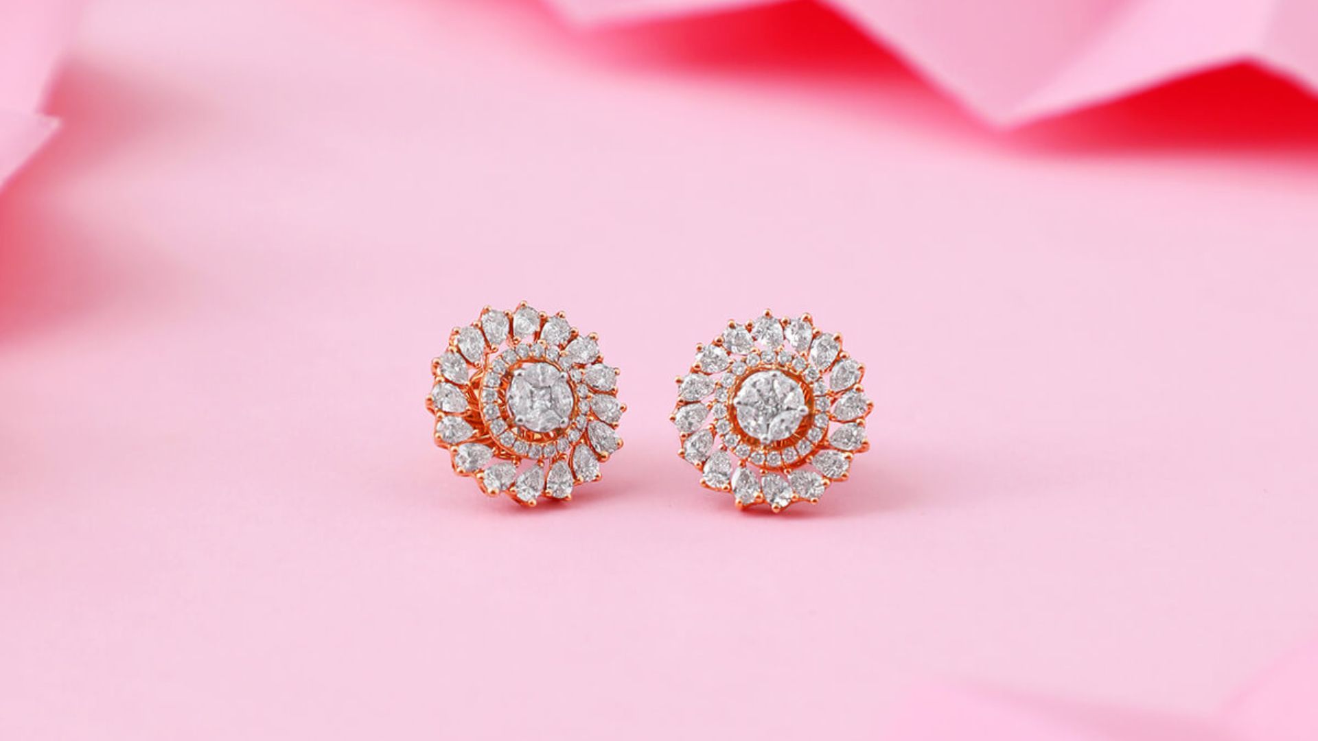 Real Pink Color Diamond Earrings
