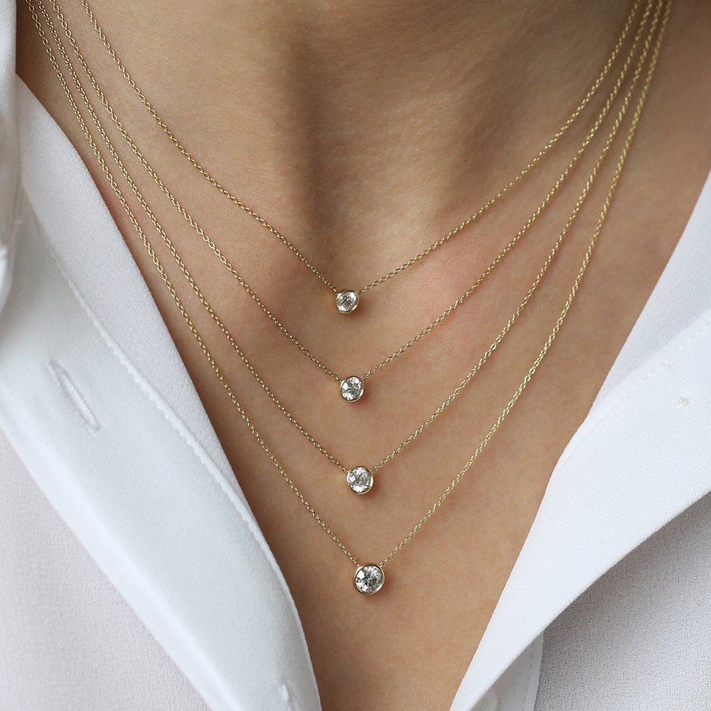 Bezel Set Diamond Solitaire Necklace