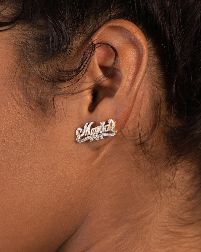Stud earrings with name