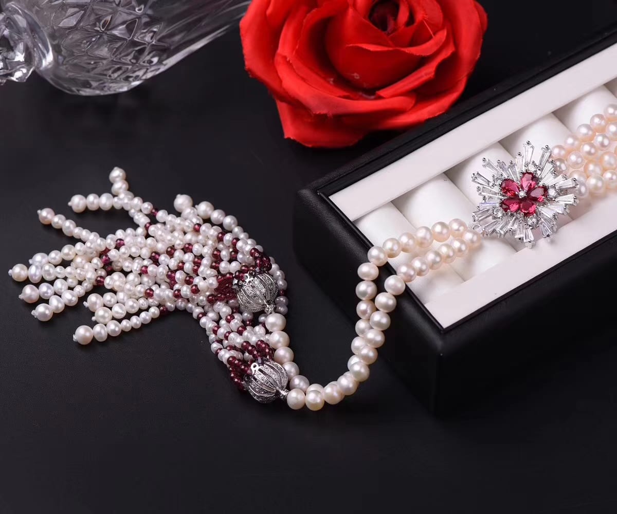 Classy 2 Row Long Pearl Necklace