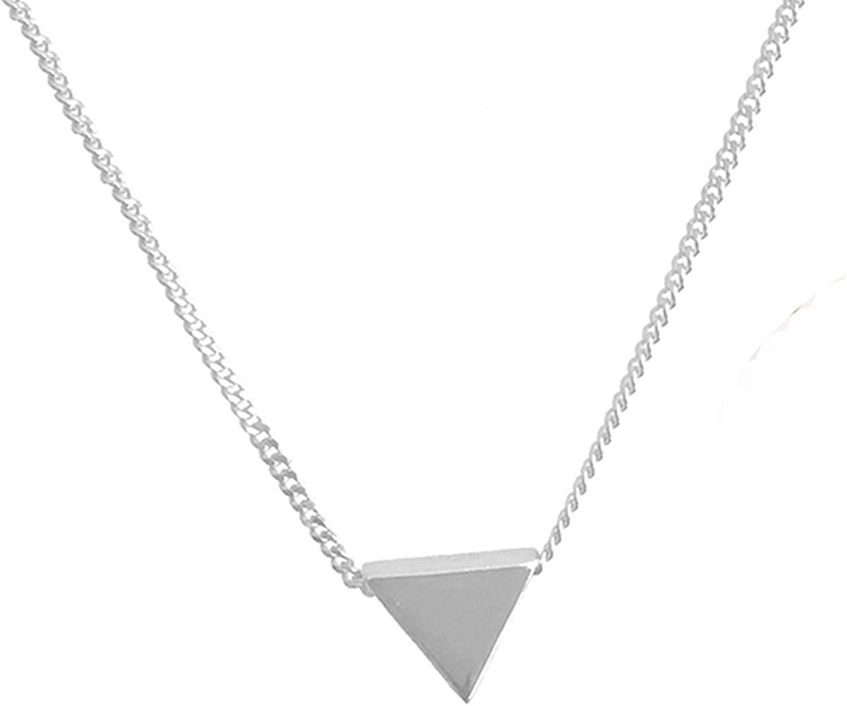 Minimalist 925 Sterling Silver Tiny Geometric Triangle Necklace
