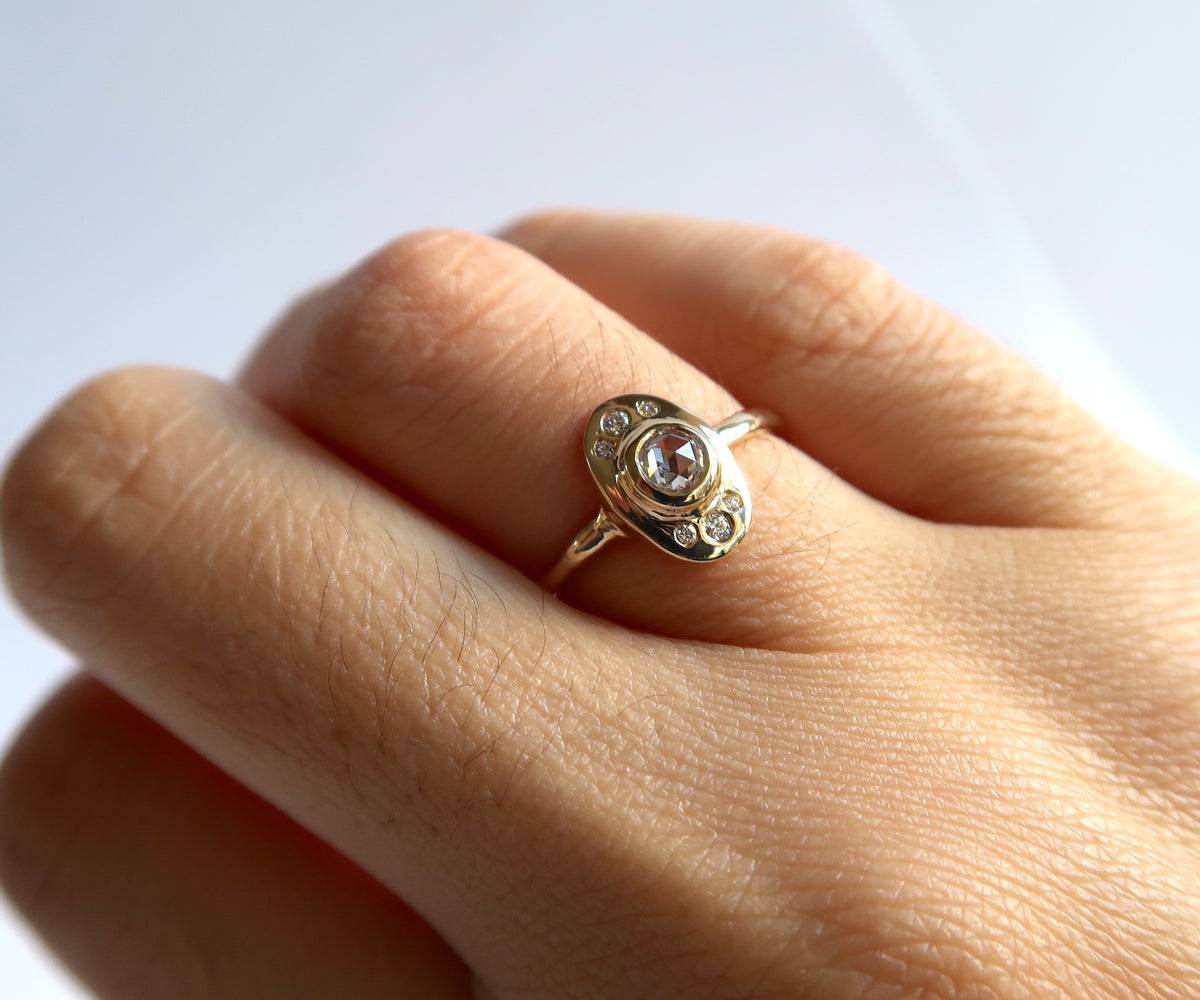 Rose Cut Diamond Oval Branch Ring