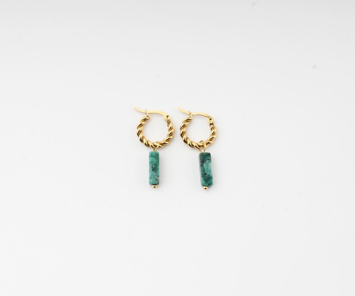 Odilia' Earrings Gold And Stone Green
