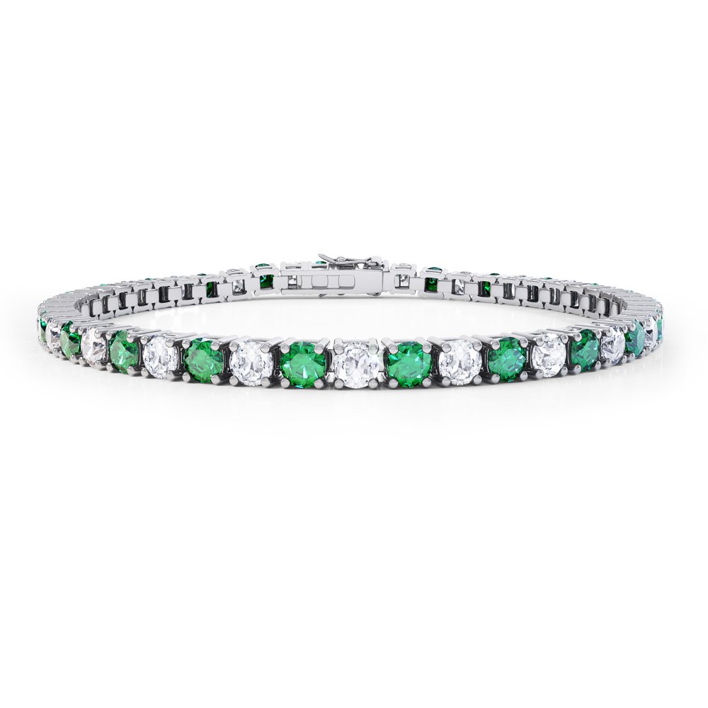 Eternity Emerald and Diamond 2.6ct GH SI 18ct White Gold Tennis Bracelet