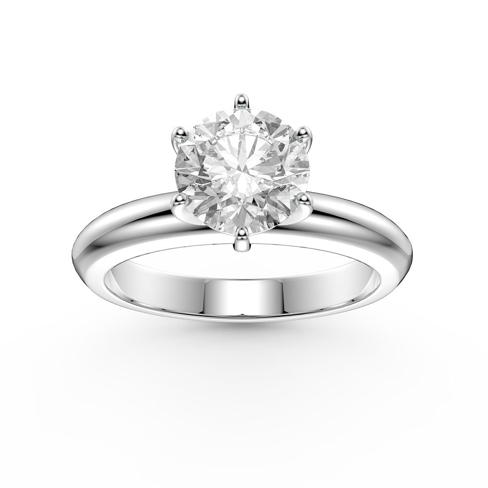 Unity 1ct Moissanite Classic Solitaire Platinum plated Silver Promise Ring