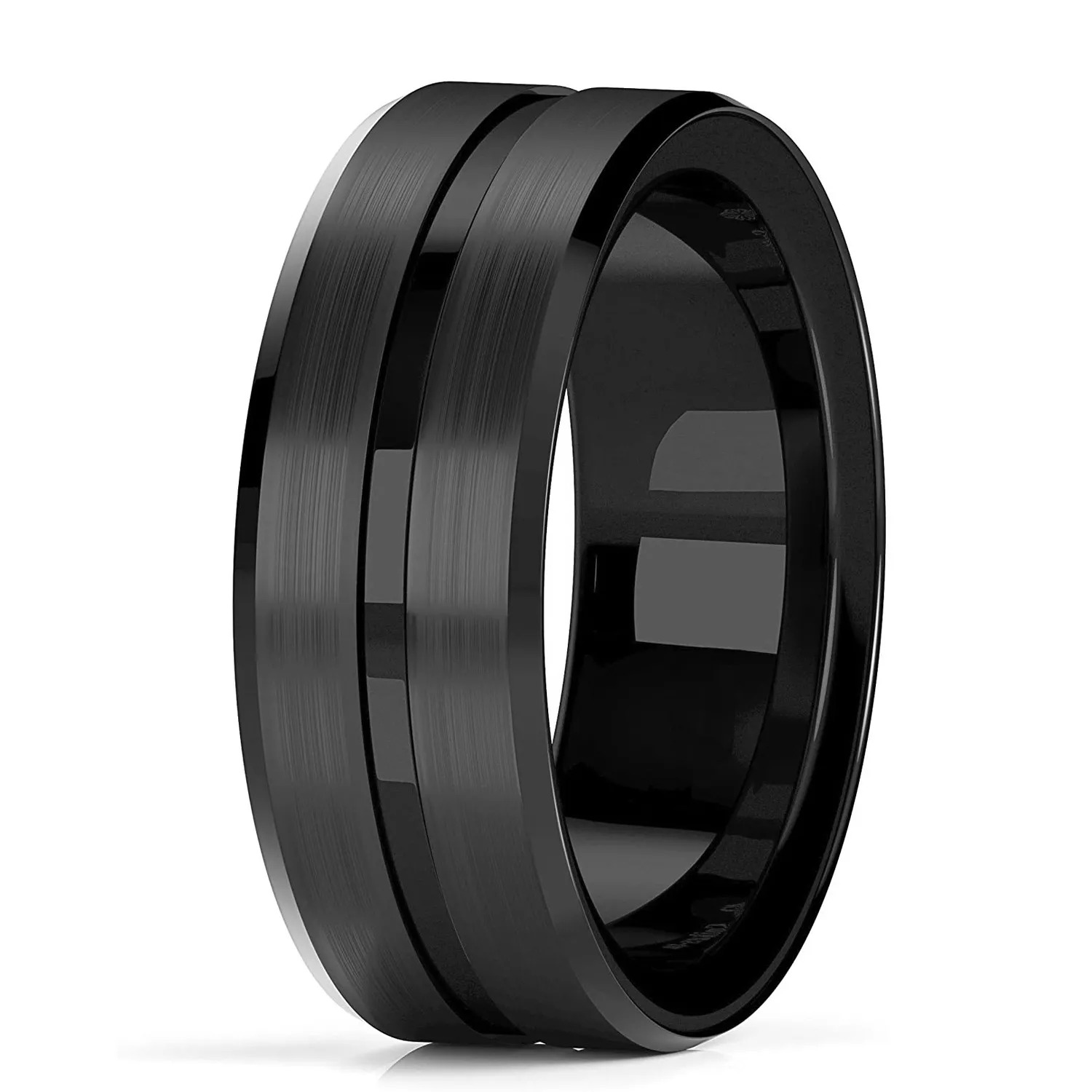 Wedding Band Black Stainless Steel Ring