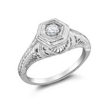 Ladies Filigree and Diamond Vintage Ring