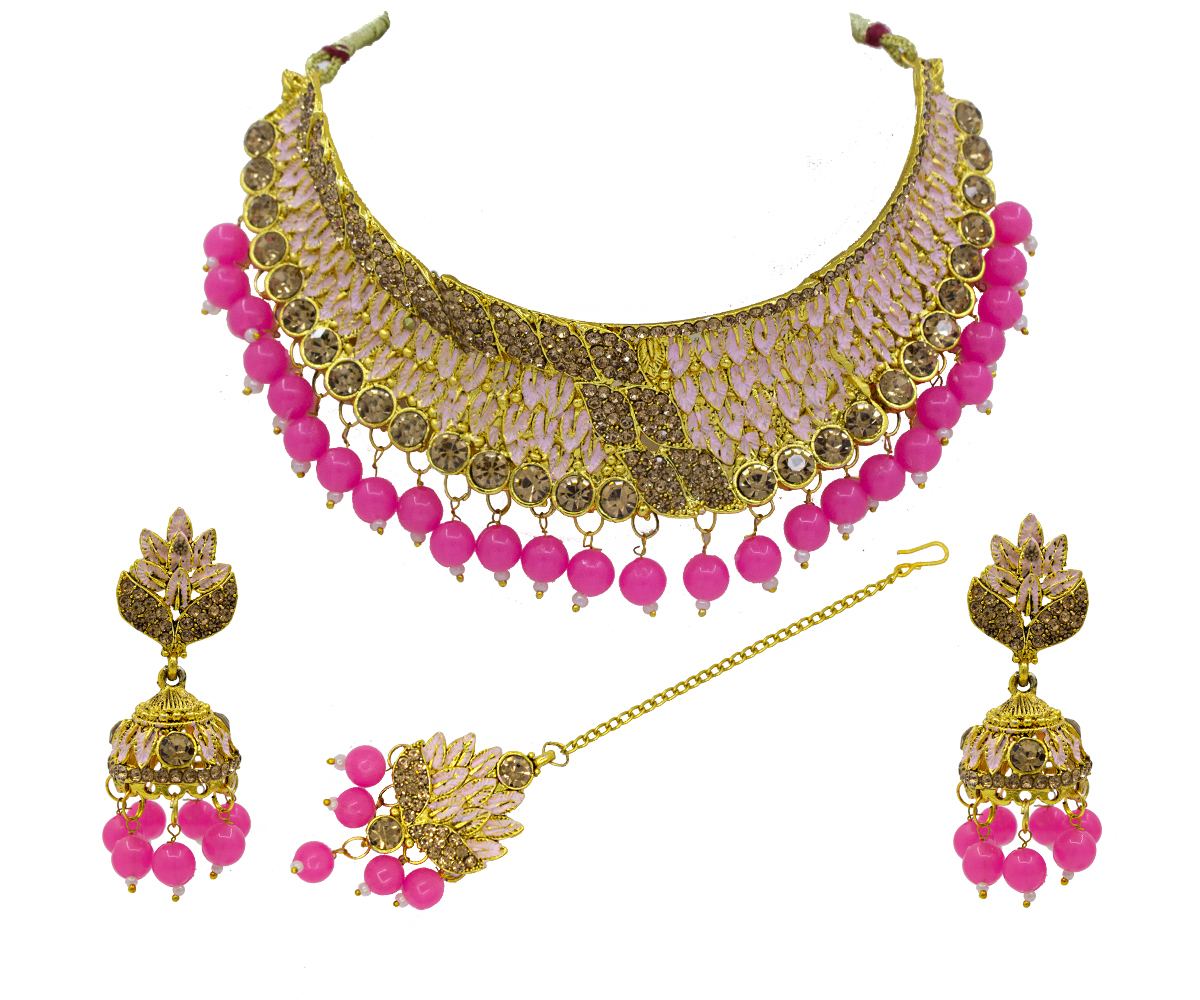 Gold Plated Meenakari Choker Necklace Set