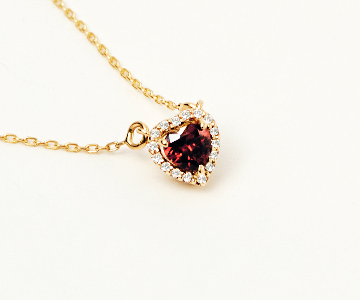 Gelin Diamond Birthstone Heart Necklace in 14K Gold
