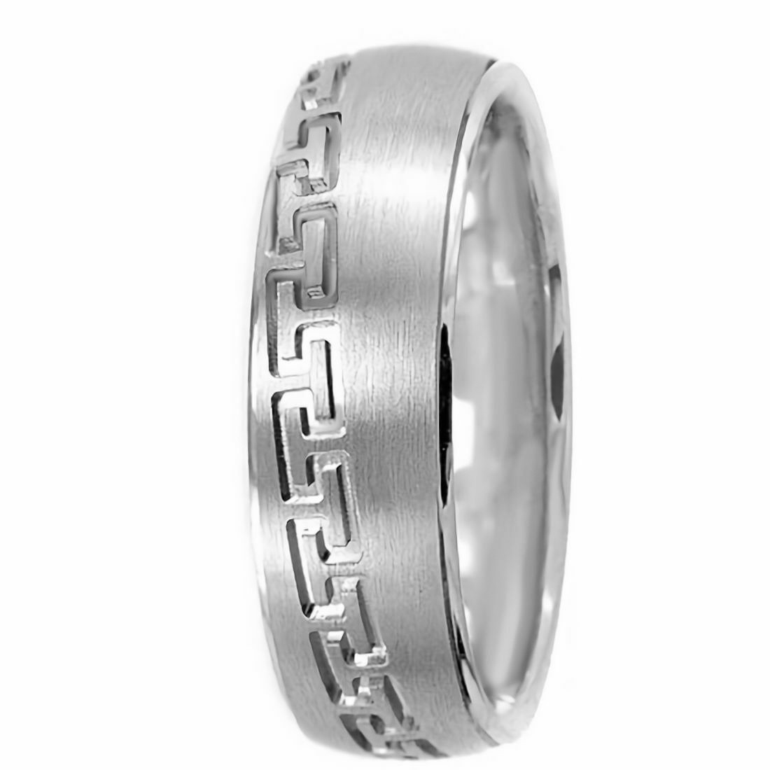 Satin Platinum Wedding Band Vintage Ring Antique Style