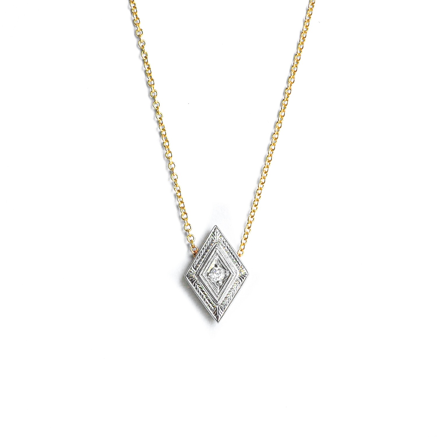 Vintage Engraved Diamond Necklace